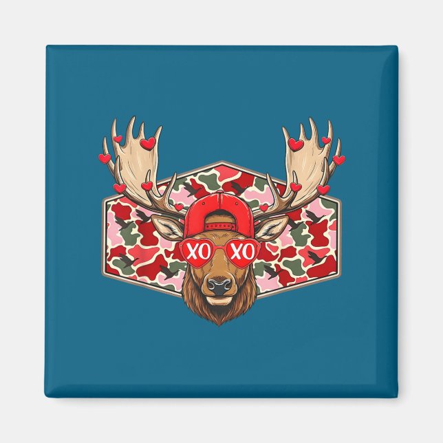 Imã Funny Deer Hunting Buck Camo Valentines Day Men Wo (Frente)