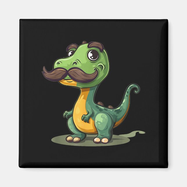 Imã Funny Dinosaur With Mustache Beard For Adults And  (Frente)