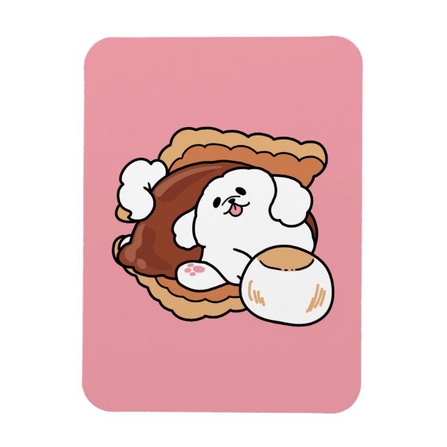 Ímã Funny Dog and S’more Design – Kawaii Pet Lover Pun (Vertical)