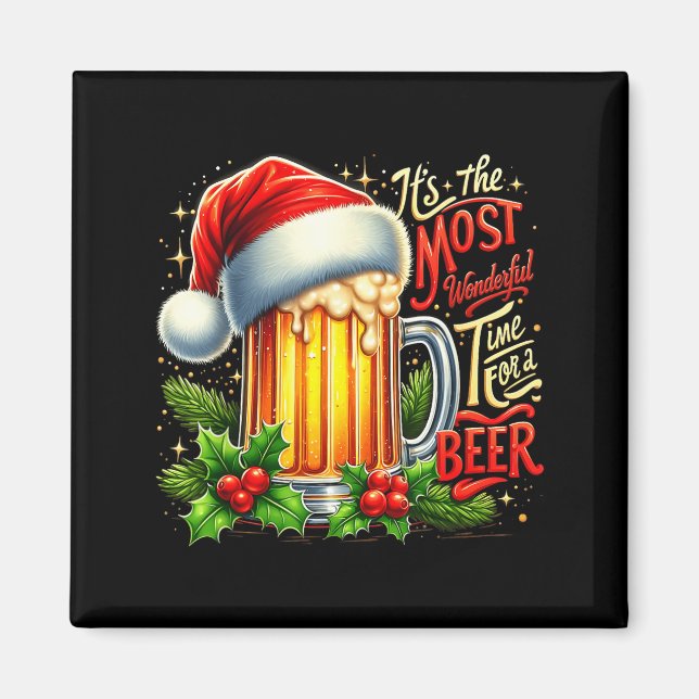 Imã Funny Drinking Christmas Santa Beer Lovers Trend N (Frente)