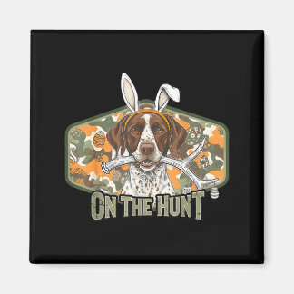 Imã Funny easter labrador retriever on the hunt bunny