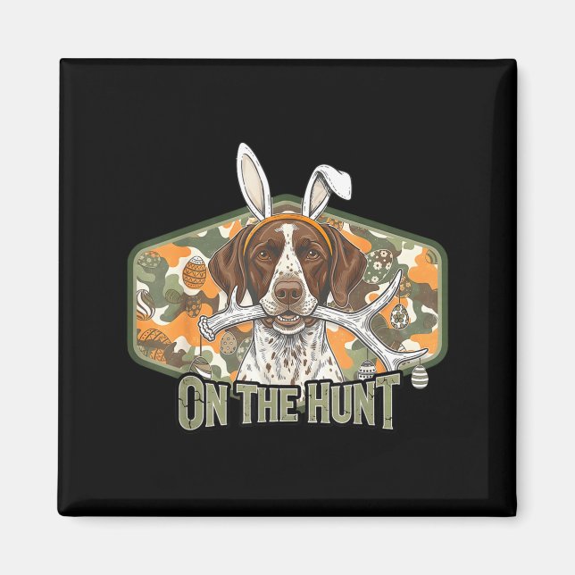 Imã Funny easter labrador retriever on the hunt bunny (Frente)