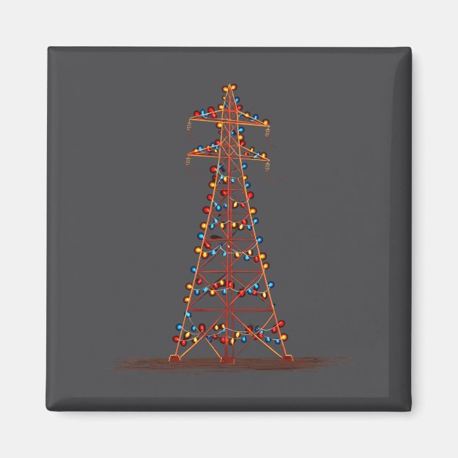 Imã Funny Electric Pylon Christmas Graphics Lights Lov (Frente)