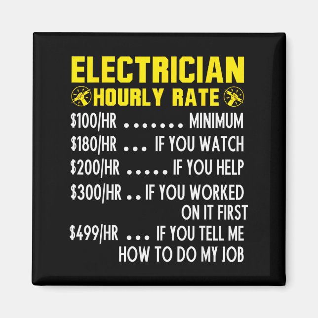 Imã Funny Electrician Hourly Rate Pricing Chart  (Frente)