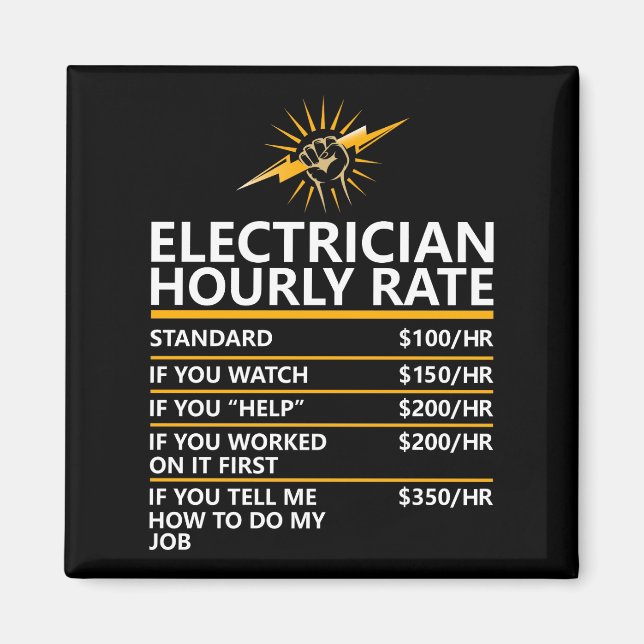 Imã Funny Electrician Hourly Rate Table Humor Gift (Frente)