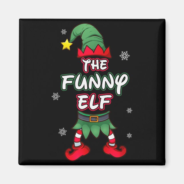 Imã Funny Elf Christmas Pajamas Pjs Matching Family Gr (Frente)