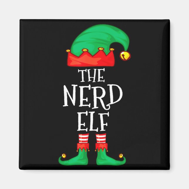 Imã Funny Elf Family Christmas The Nerd Elf Sweater Me (Frente)