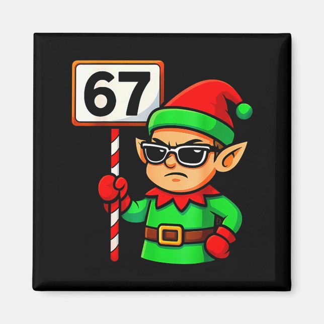 Imã Funny Elf Six Seven 6 7 Meme Christmas Costume 67  (Frente)