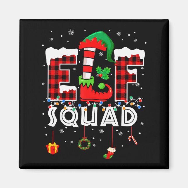 Imã Funny Elf Squad Christmas Family Matching Pajamas  (Frente)