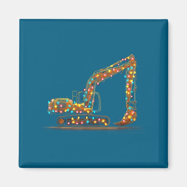 Imã Funny Excavator Christmas Graphics Lights Lover  (Frente)