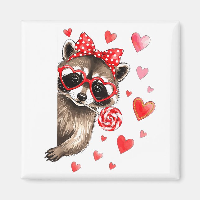 Imã Funny Feral Raccoon Valentine's Day Sarcastic Humo (Frente)