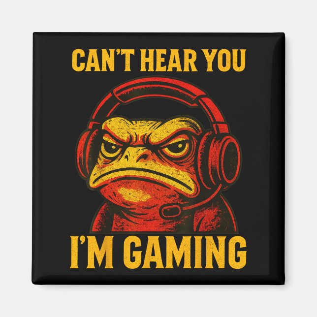 Imã Funny Gamer Frog Men Women Boys Can't Hear You Vid (Frente)
