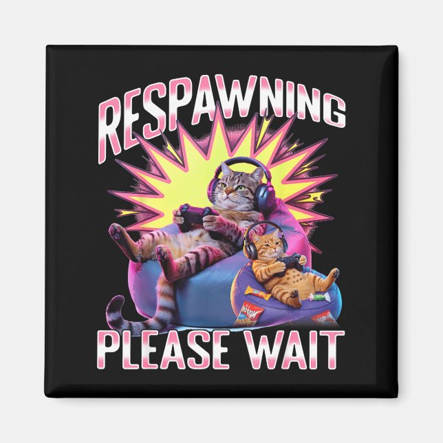 Imã Funny Gaming Gamer Cat  (Frente)