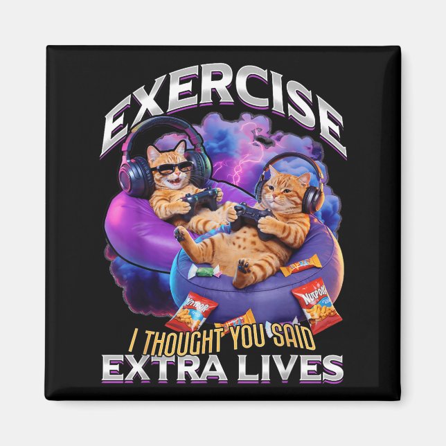 Imã Funny Gaming Gamer Cat  (Frente)