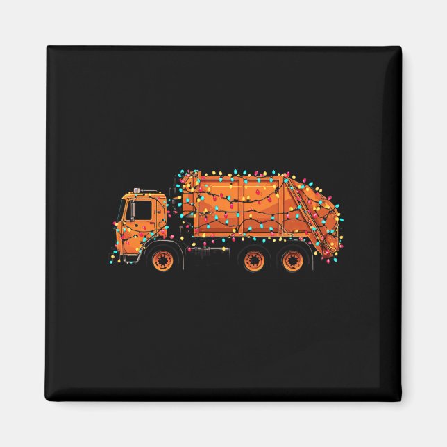 Imã Funny Garbage Truck Christmas Graphics Lights Love (Frente)