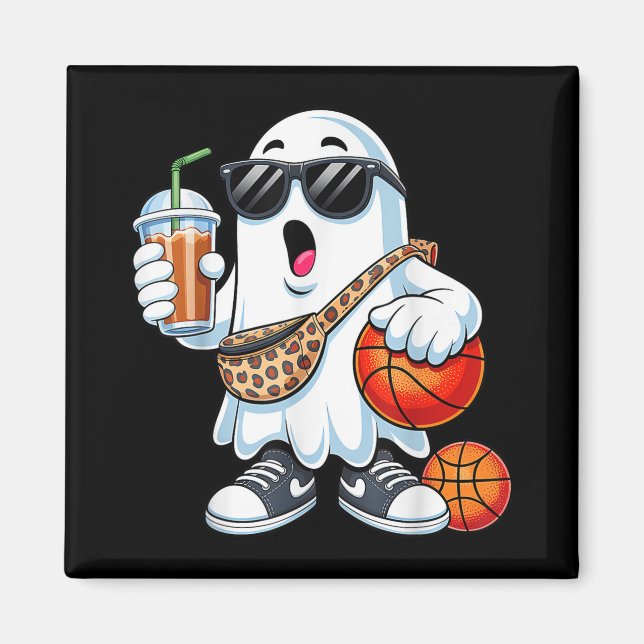 Imã Funny Ghost Basball Boo Café Halloween Mens W (Frente)