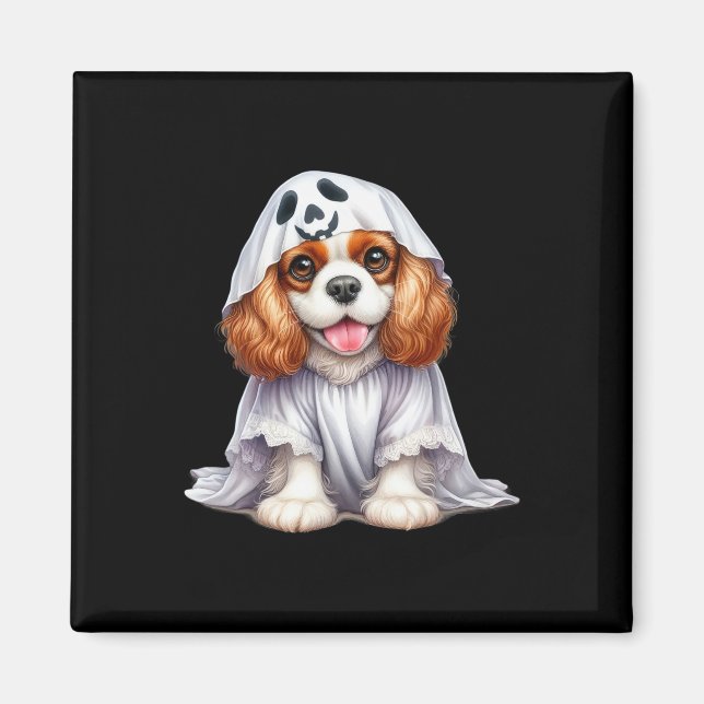 Imã Funny Ghost Cavalier King Charles Spaniel Dog Love (Frente)