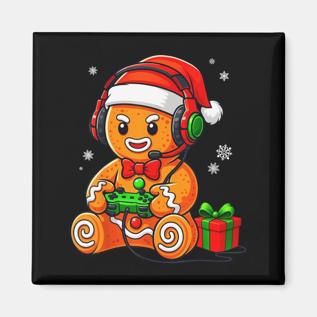 Imã Funny Gingerbread Gaming Pjs Pajamas Christmas Xma (Frente)