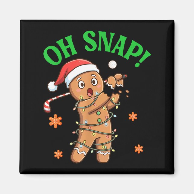 Imã Funny Gingerbread Golf Christmas Cookie Oh Snap Sa (Frente)