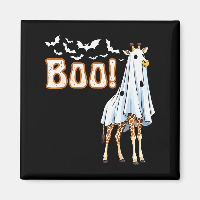 Imã Funny Giraffe Ghost Boo Shirt Cute Animal Hallowee (Frente)