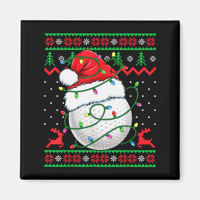 Imã Funny Golf Ugly Christmas Sweater Womens Mens Golf (Frente)