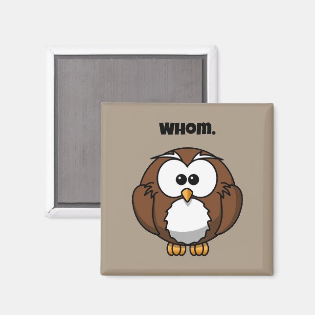 Imã Funny Grammar Owl Cartoon for Writers & Word Nerds (Front/Back)
