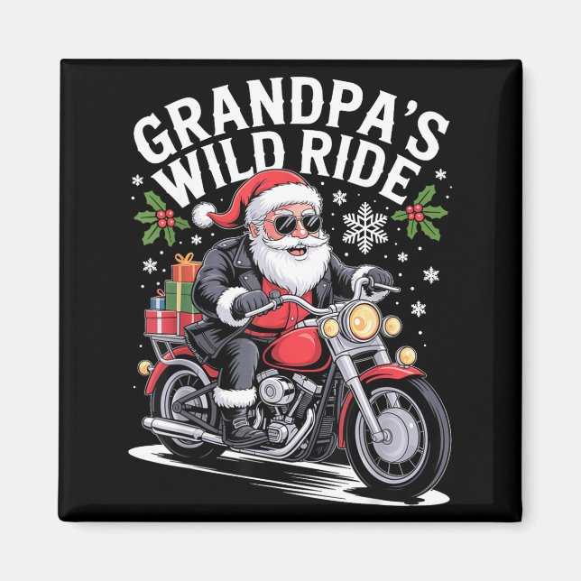 Imã Funny Grandpa's Biker Ride Christmas Motorcycle Sa (Frente)
