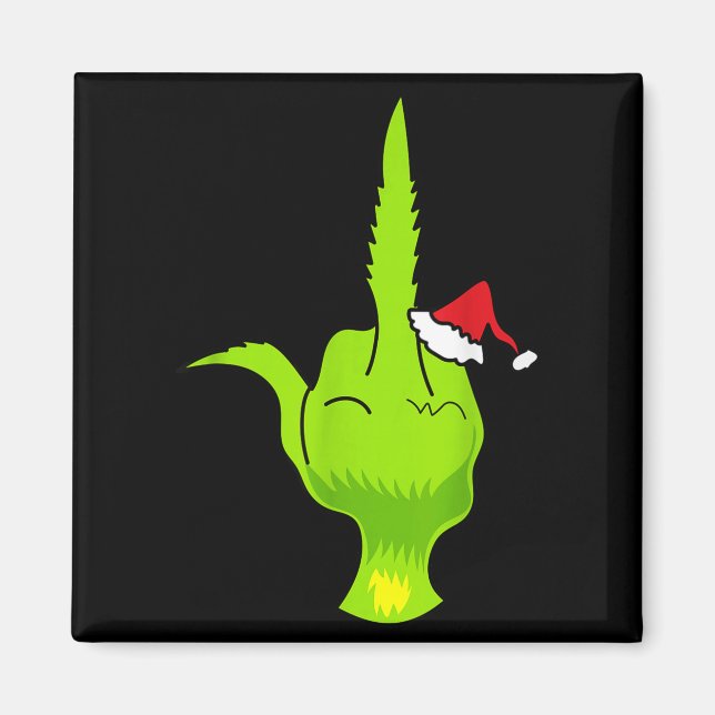 Imã Funny Green Hand Middle Finger Xmas Santa  (Frente)