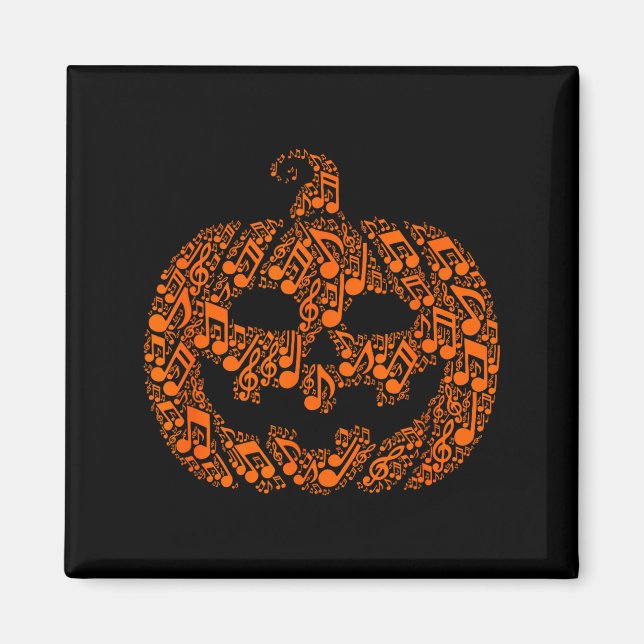 Imã Funny Halloween Music Note Musician Jack O Lantern (Frente)