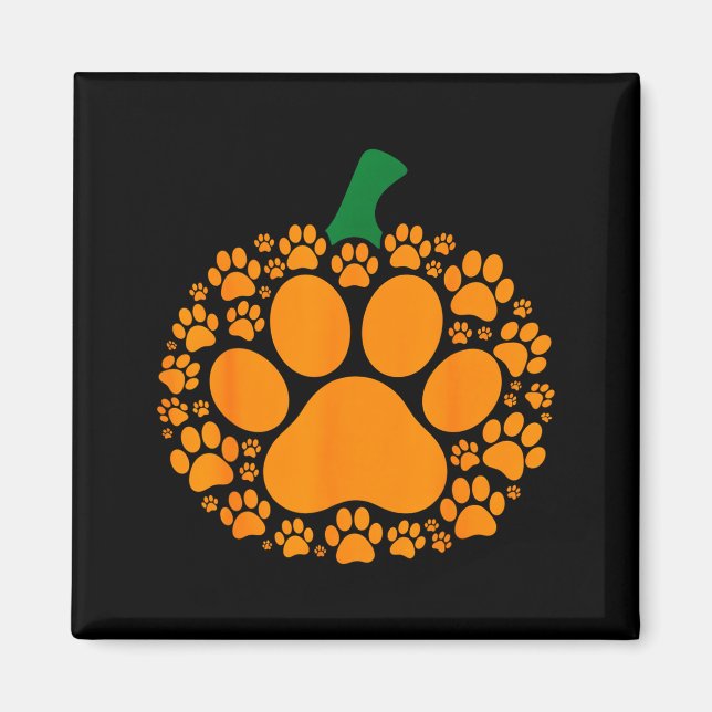 Imã Funny Halloween Pumpkin Paw Print Dog Lover Cat  (Frente)