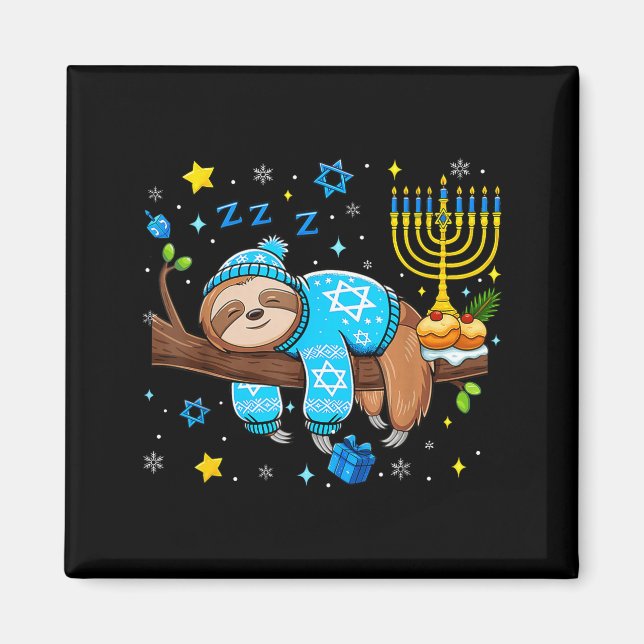 Imã Funny Hanukkah Sloth Jewish Chanukah Sleeng Hanukk (Frente)