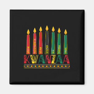 Imã Funny Happy Kwanzaa Kinara Princípios Velas Pan