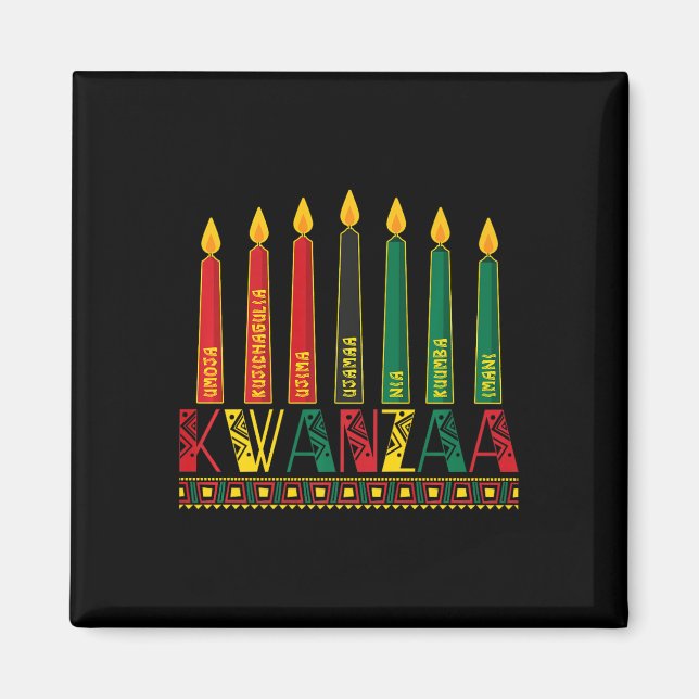 Imã Funny Happy Kwanzaa Kinara Princípios Velas Pan (Frente)