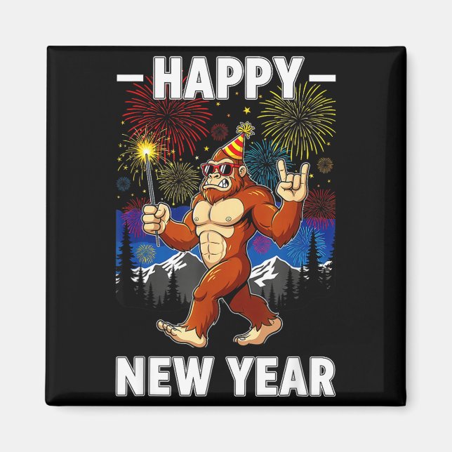 Imã Funny Happy New Year 2026 Bigfoot Lovers New Years (Frente)