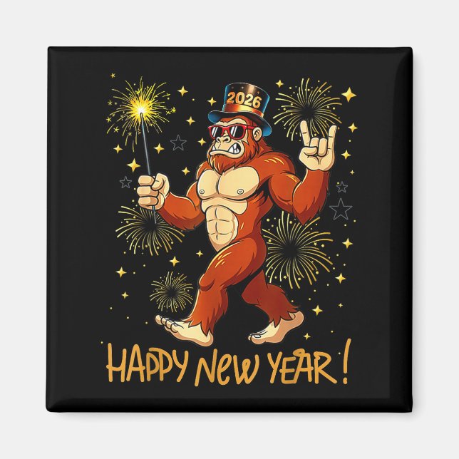 Imã Funny Happy New Year 2026 Bigfoot Lovers New Years (Frente)