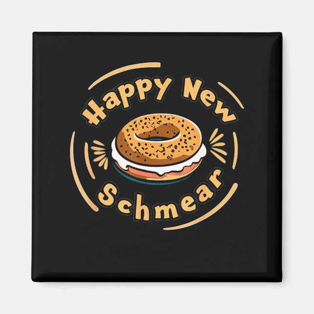 Imã Funny Happy New Year Bagel &amp; Schmear Jewish Br (Frente)
