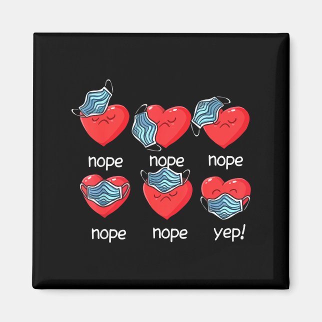 Imã Funny Heart Face Mask Men Women Cute Sweet Valenti (Frente)