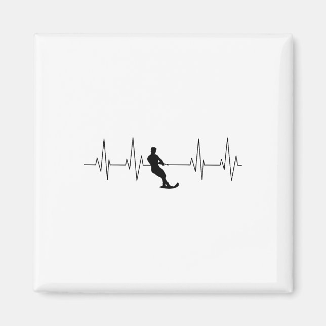 Imã Funny Heartbeat Waterski Art Cool Water Skier Athl (Frente)