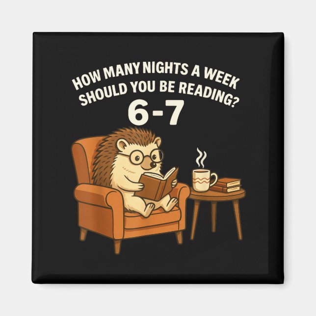 Imã Funny Hedgehog Reading Book 67 Six Seven Meme  (Frente)