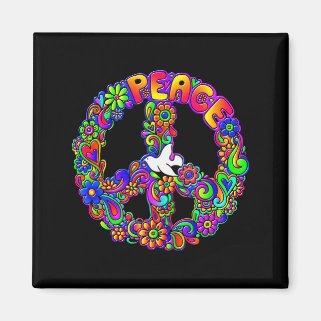 Imã Funny Hipe Flower Wer Peace Sign Tee  (Frente)