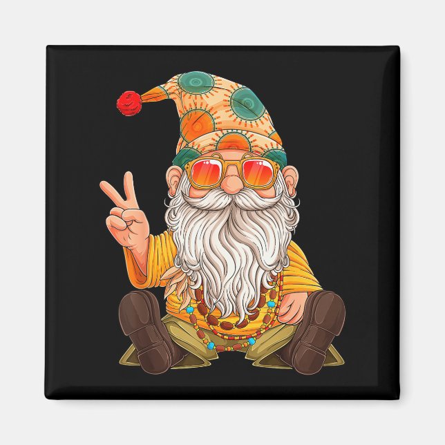 Imã Funny Hipe Gnome Peace Sign Gnomes Lovers Men Wome (Frente)