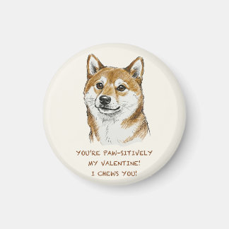 Imã Funny "I Chews You" Shiba Inu Valentine's Day Art