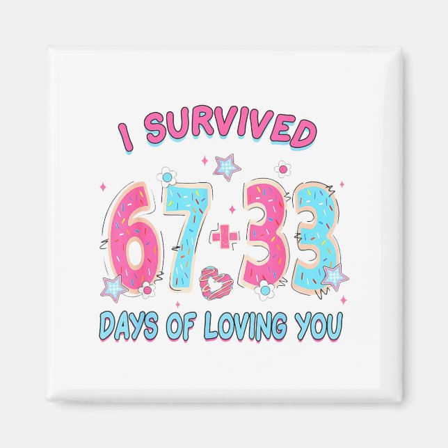 Imã Funny I Survived 67 + 33 Days Of Loving You Valent (Frente)