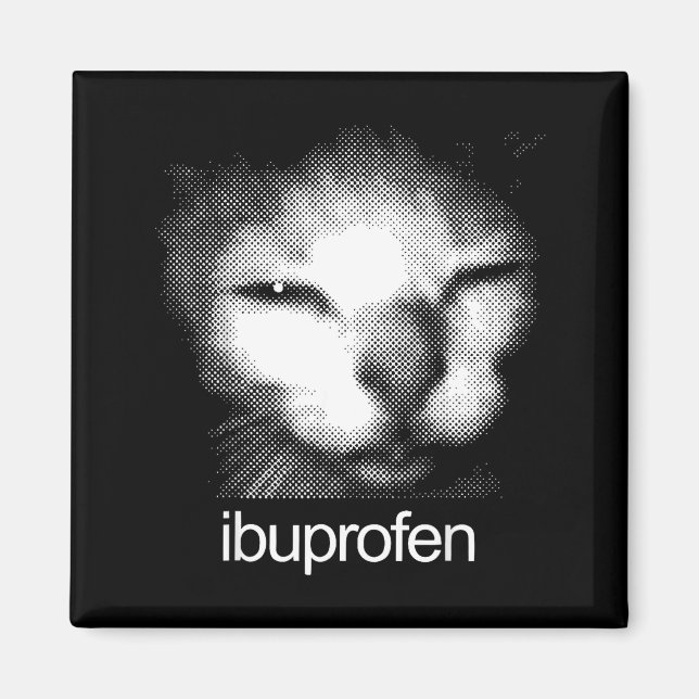 Imã Funny Ibuprofen Cat Meme Retro Ugly Cat Face Mens  (Frente)