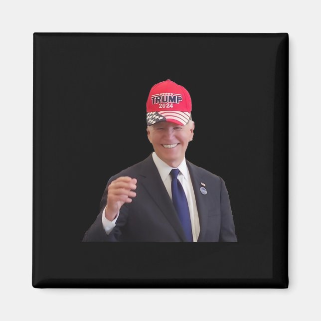 Imã Funny Joe Biden Dons Boné Trump 2024 (Frente)