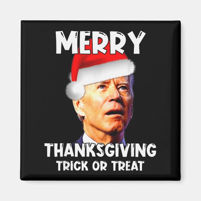 Imã Funny Joe Biden Santa Hat Merry Thanksgiving Chris (Frente)