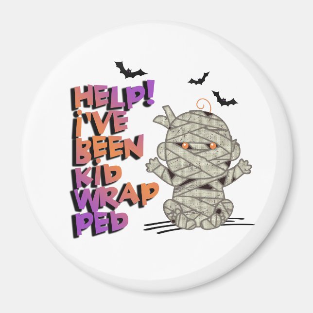 Imã Funny Kidwrapped Mummy Baby Orange ID683 (Frente)
