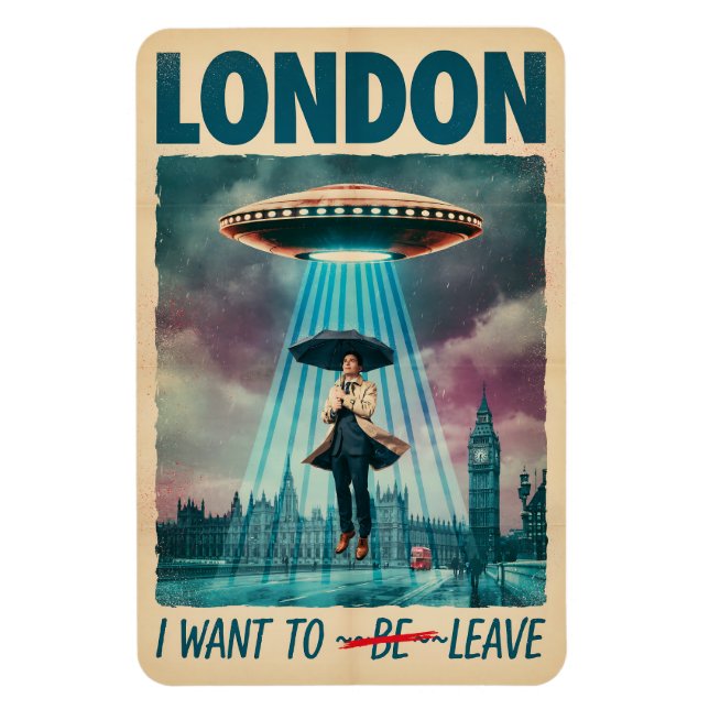 Ímã Funny London Alien Abduction Retro Sci-Fi Poster (Vertical)