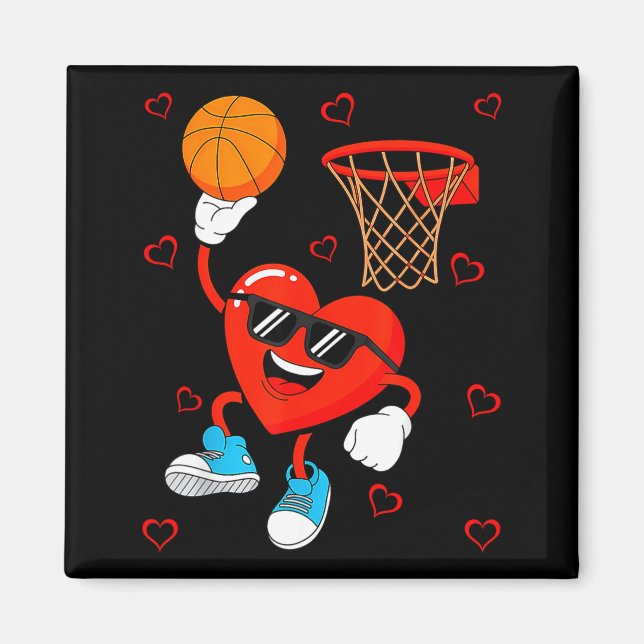 Imã Funny Love Basketball Heart Shape Happy Valentine' (Frente)