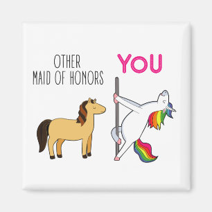 Imã Funny Maid Of Honor Proposal, Cute Unicorn
